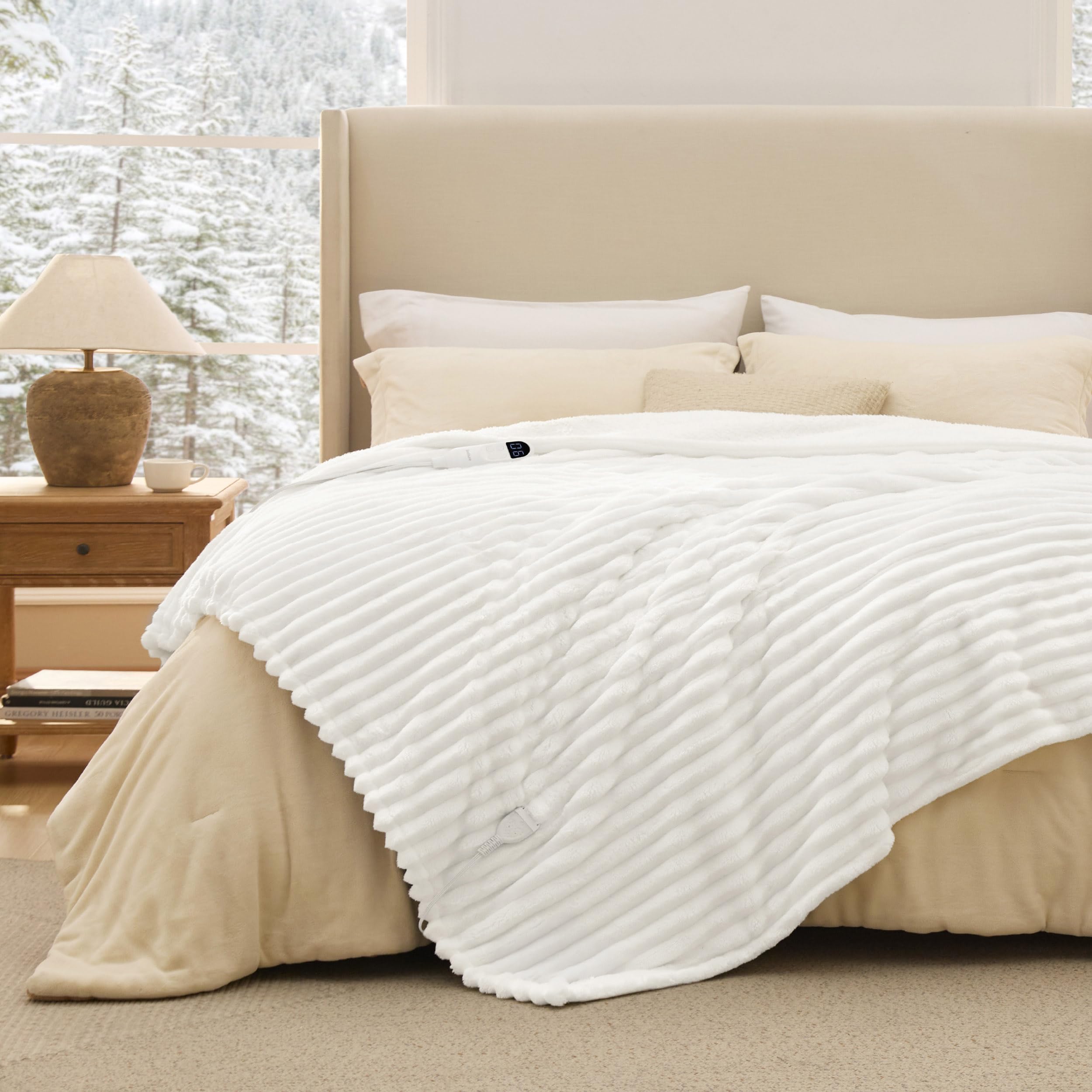Bedsure Electric Heated Thick Striped Blanket