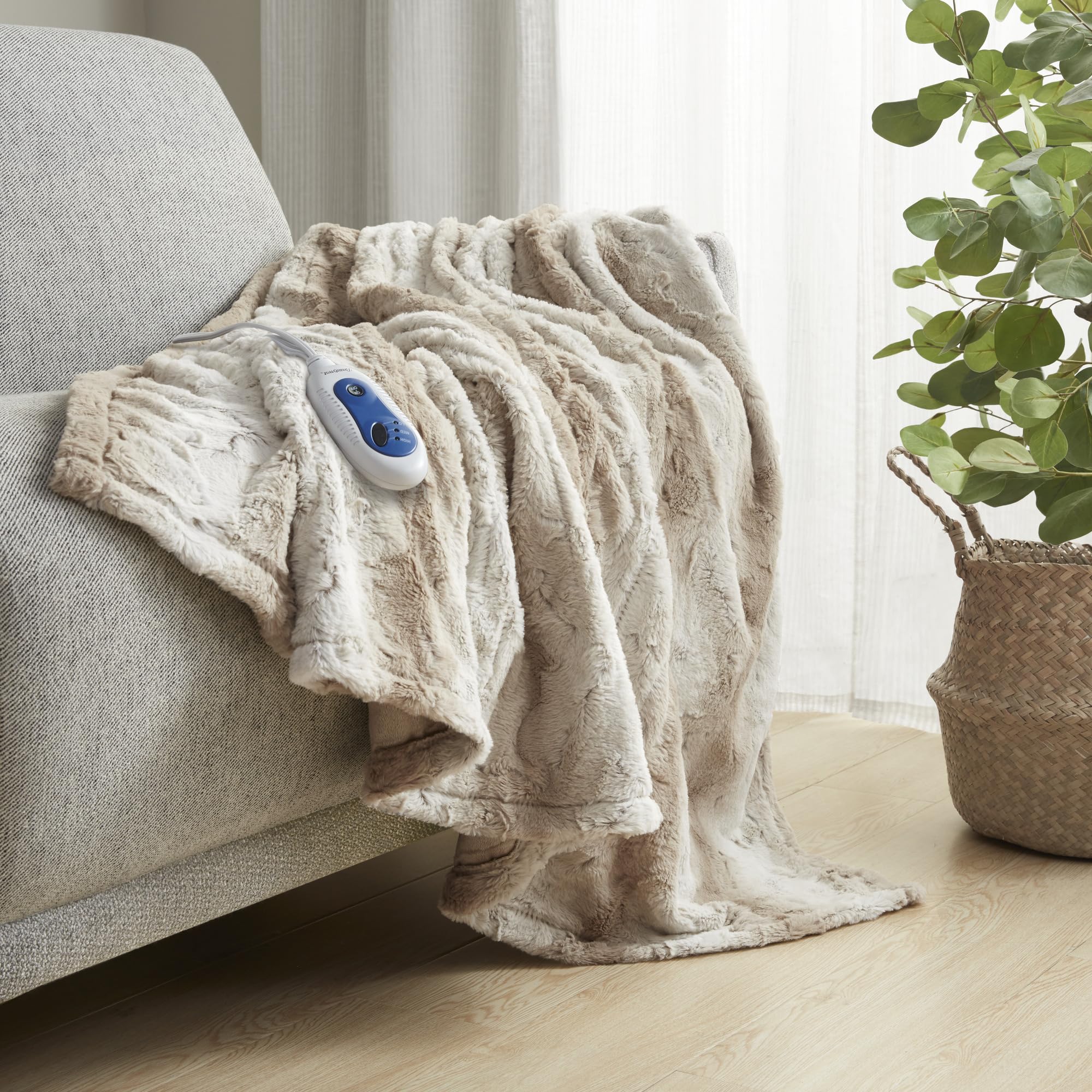 Beautyrest Zuri Faux Fur Heated Throw