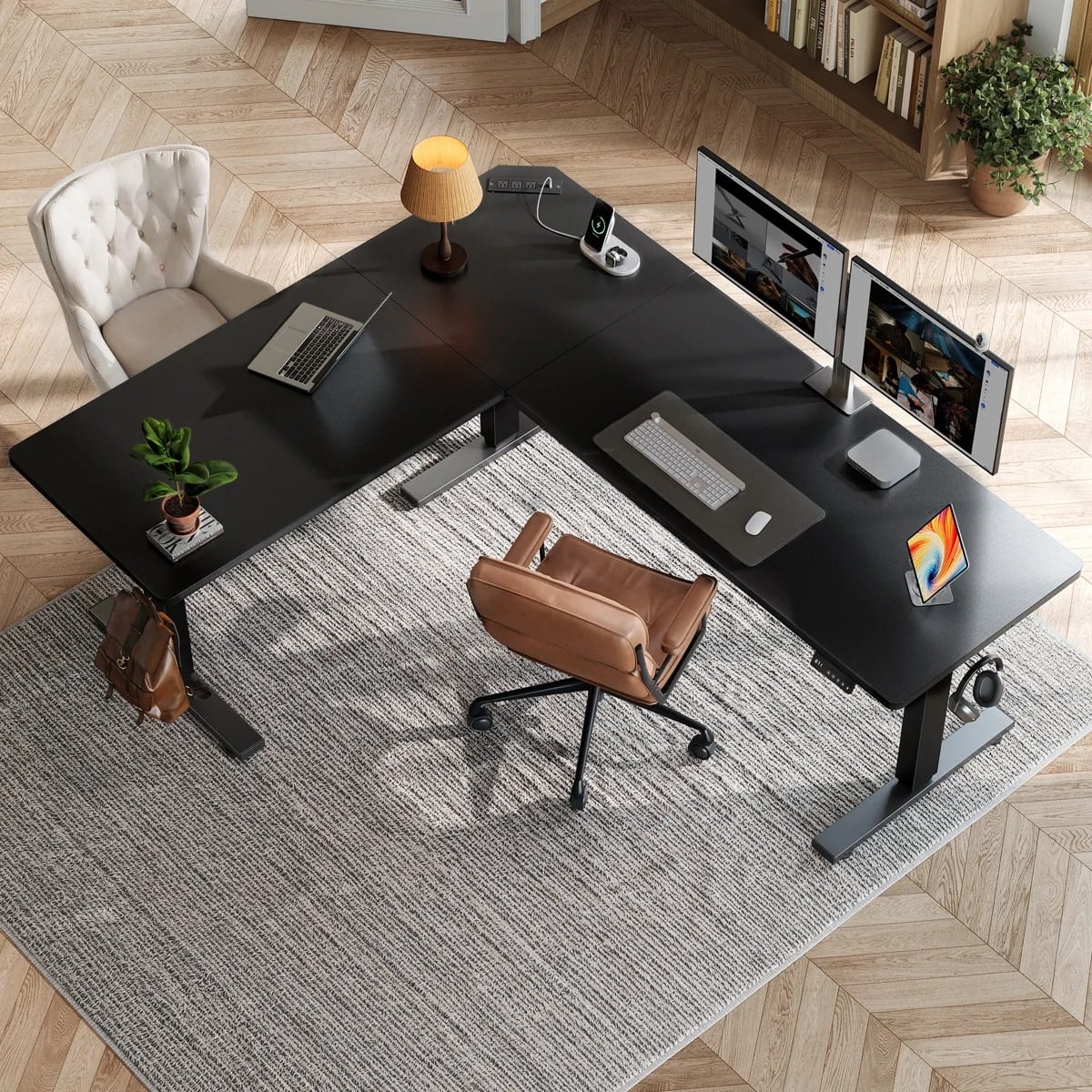 Inbox Zero Modular L-Shaped Steel Standing Desk