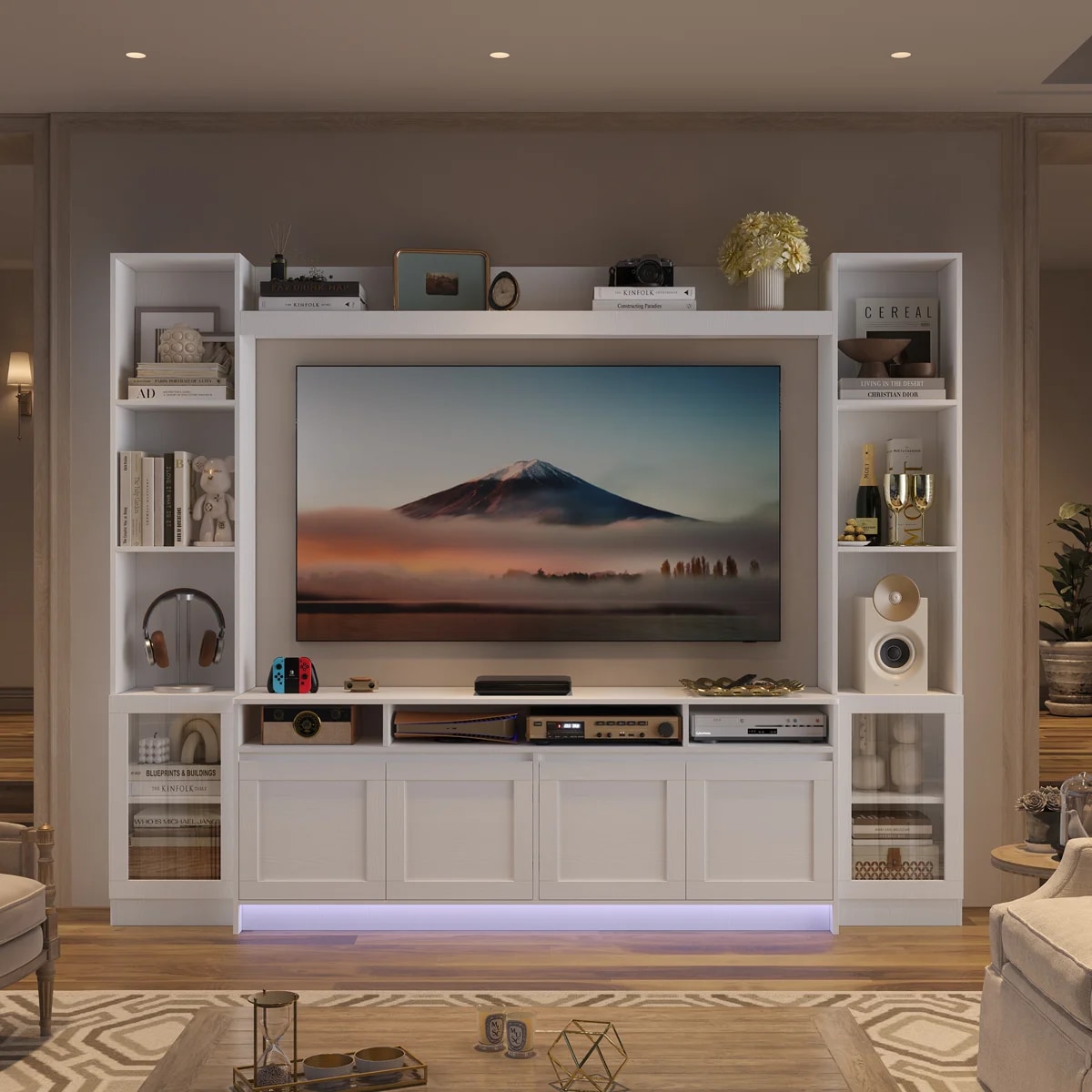 Latitude Run 79 Inch Entertainment Center with LED Lighting