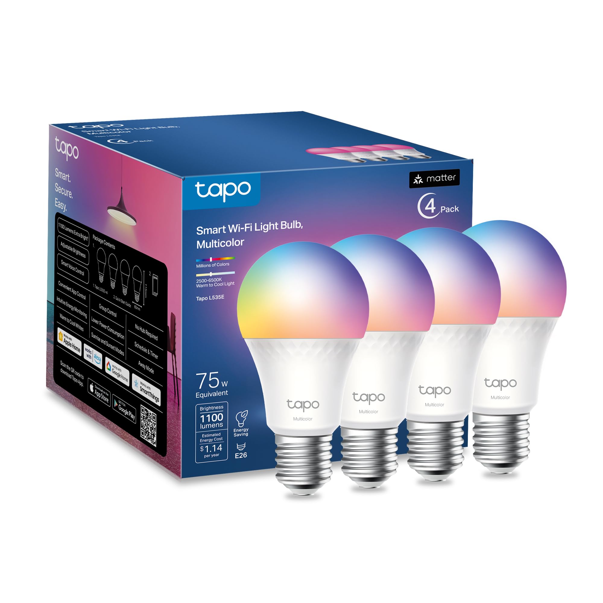 TP-Link Tapo L535E A19 4-pack