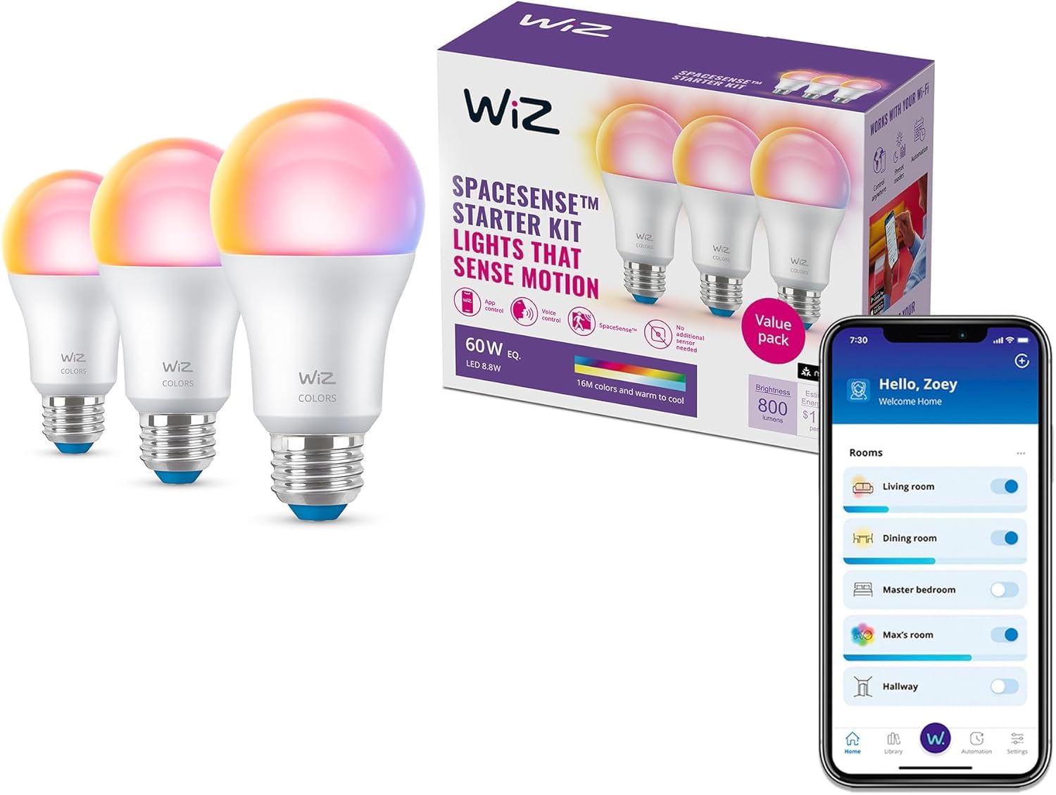 WiZ Full Color 60W A19 3-pack