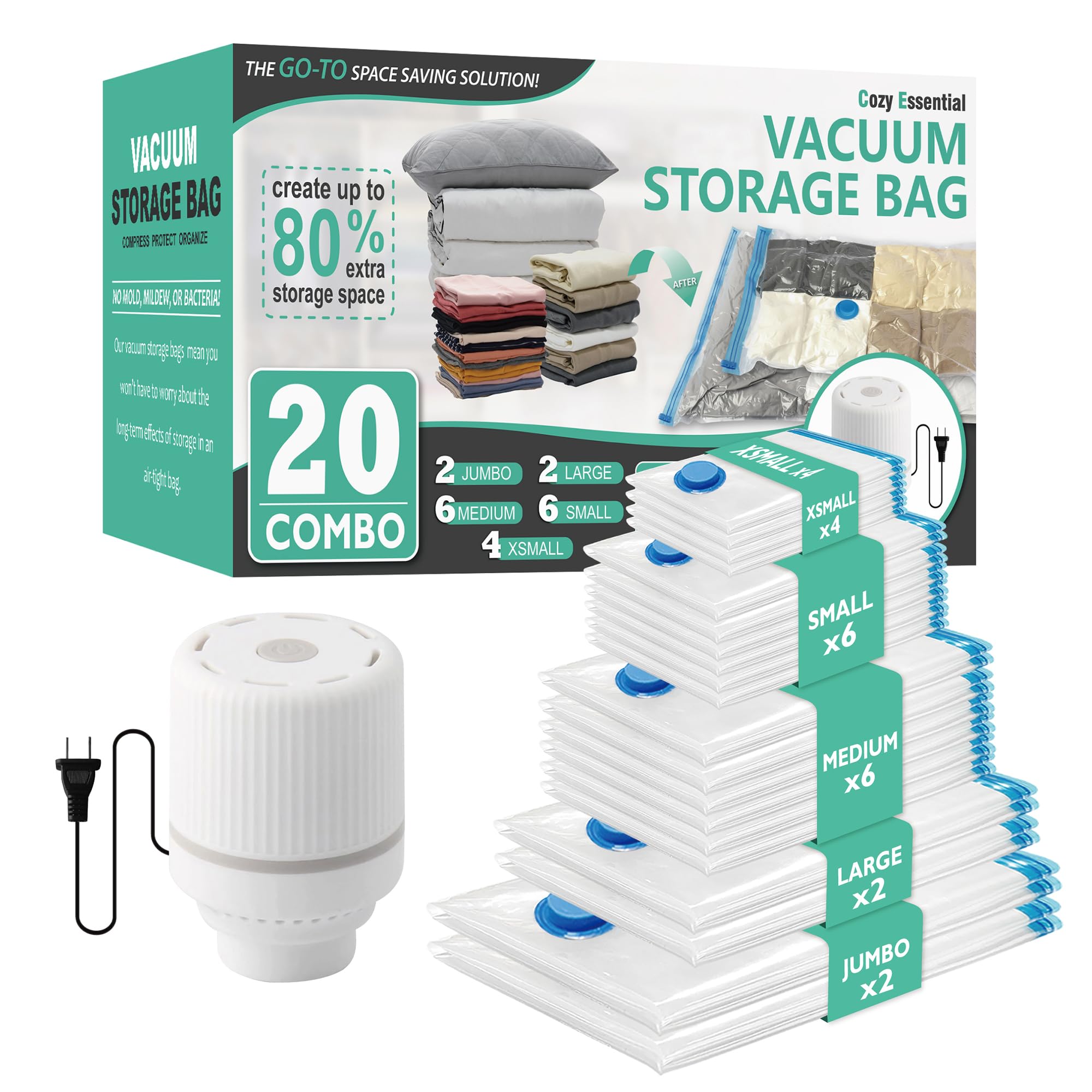 Cozy Essential 20-Pack Vacuum Storage Bags