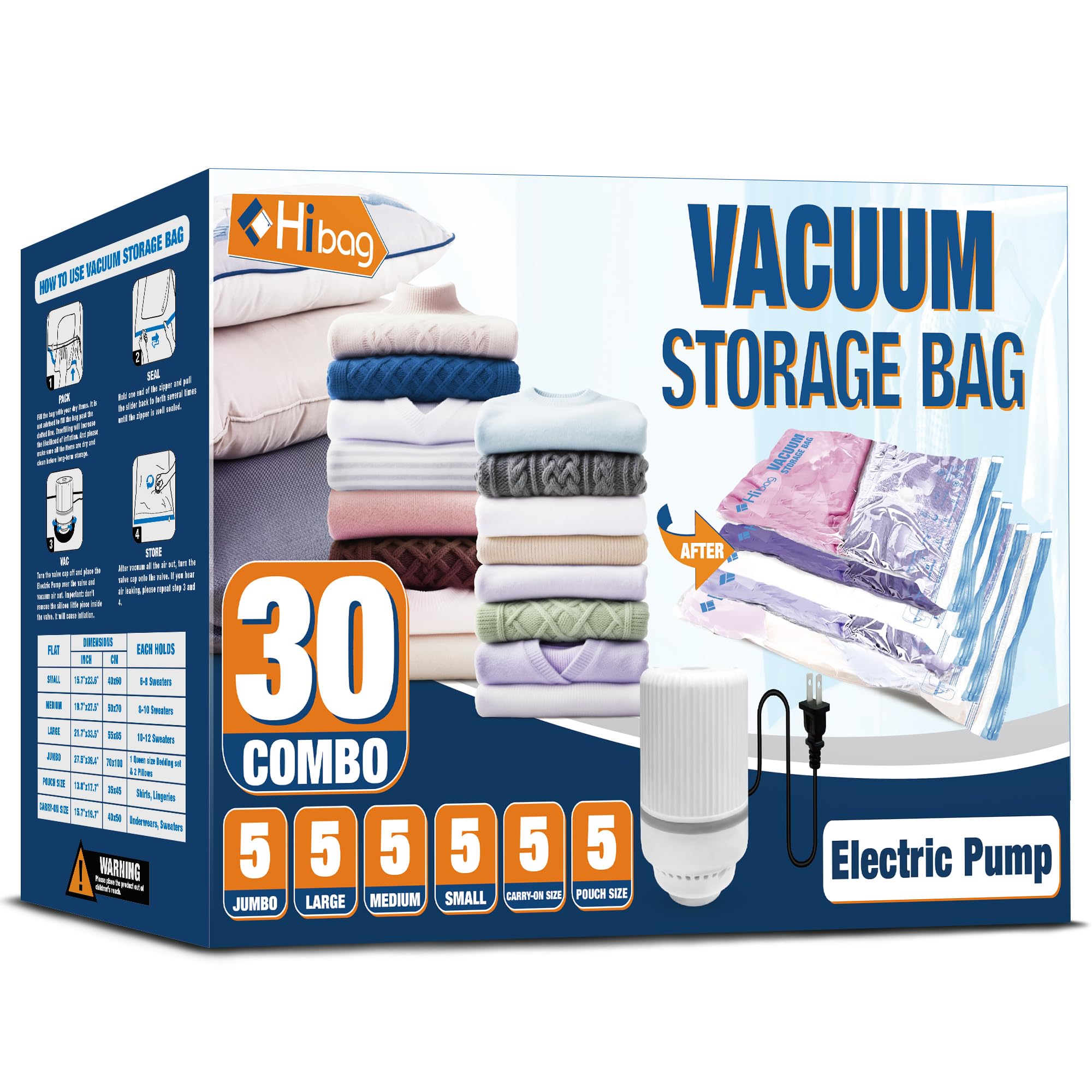 HIBAG 30-Pack Vacuum Storage Bags