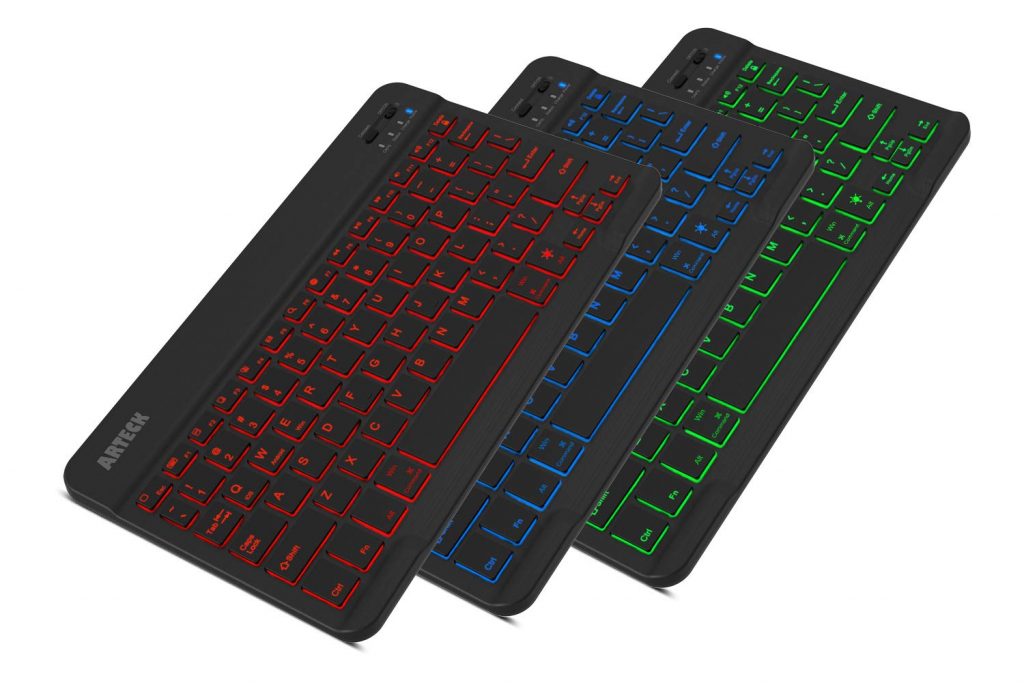 Arteck HB030B Bluetooth Keyboard with 7-Color Backlit Design