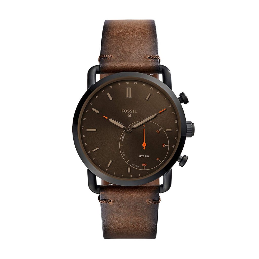 Fossil Men’s Commuter Stainless Steel Leather Hybrid Smartwatch