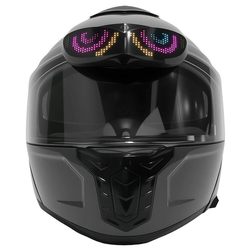 Ausom B3-2 LED Pixel Helmet Display mounted on a full-face helmet