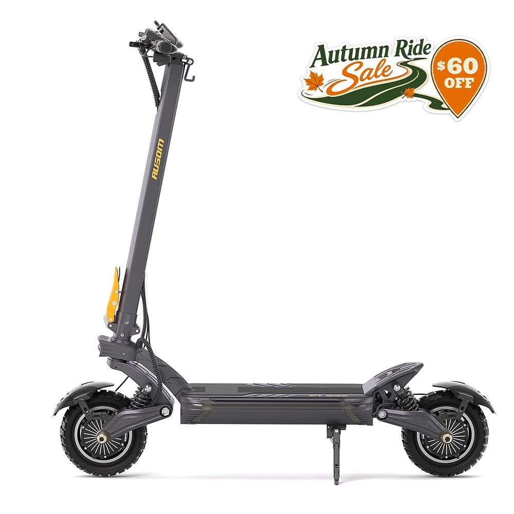 Ausom F1 Max electric scooter with the Fall Sale graphic