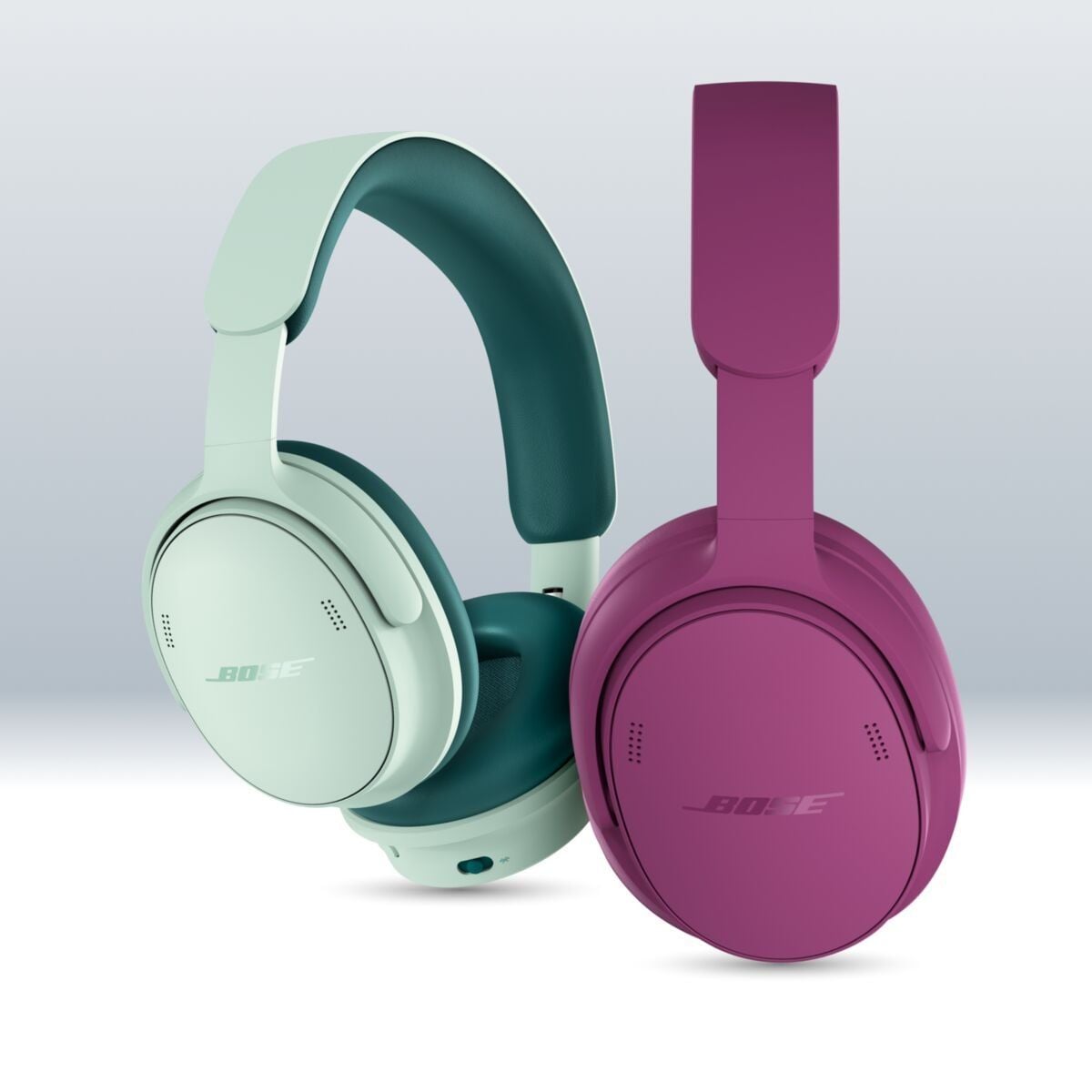 Bose QuietComfort Headphones 2nd Gen in Dewdrop Mint and Rosewood Mauve