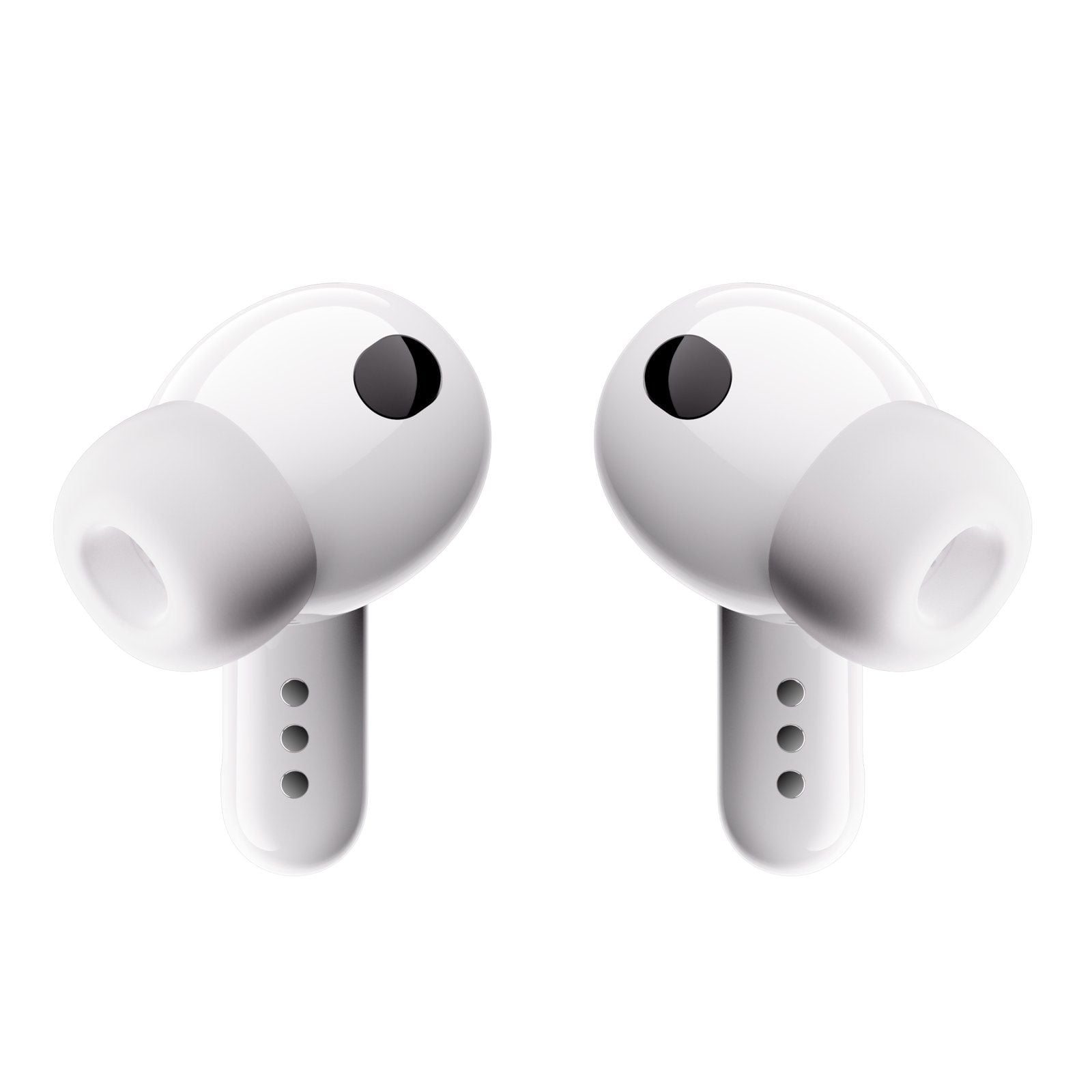 Both viaim Rise earbuds from the front, showing the touch sensor on each stem