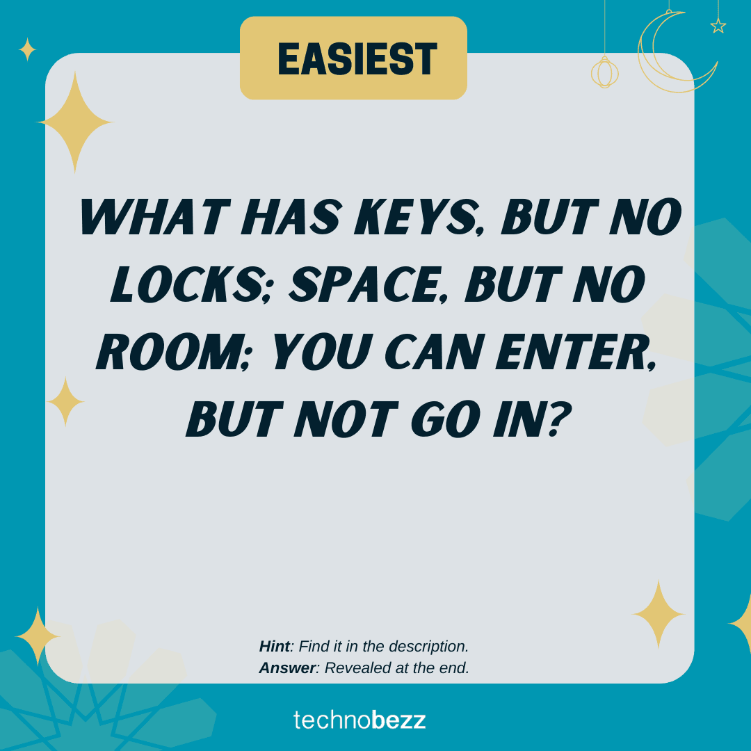 What has keys, but no locks; space, but no room; you can enter, but not go in?