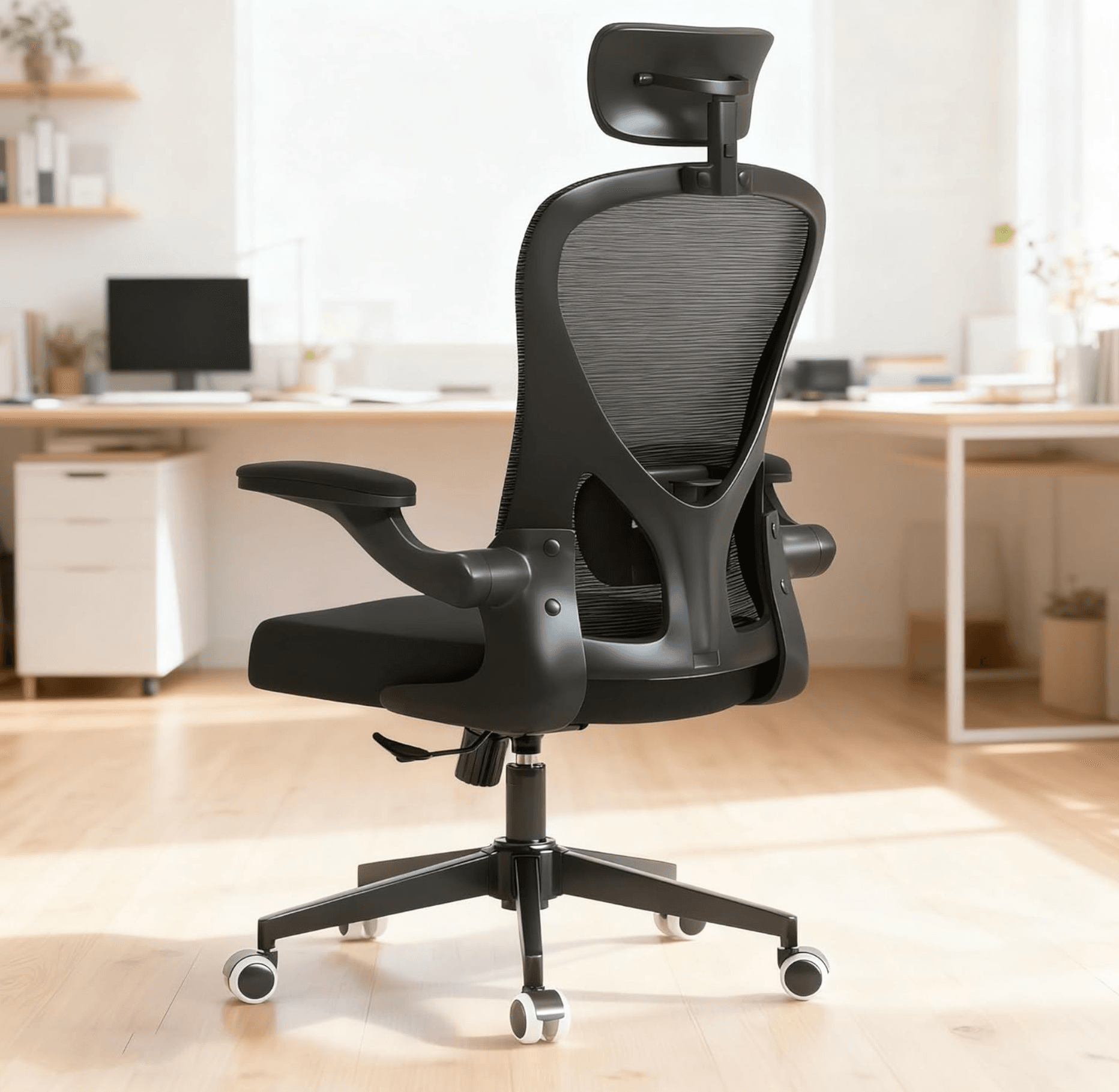 Office Chair with Adjustable Lumbar Support & Flip-Up Armrests