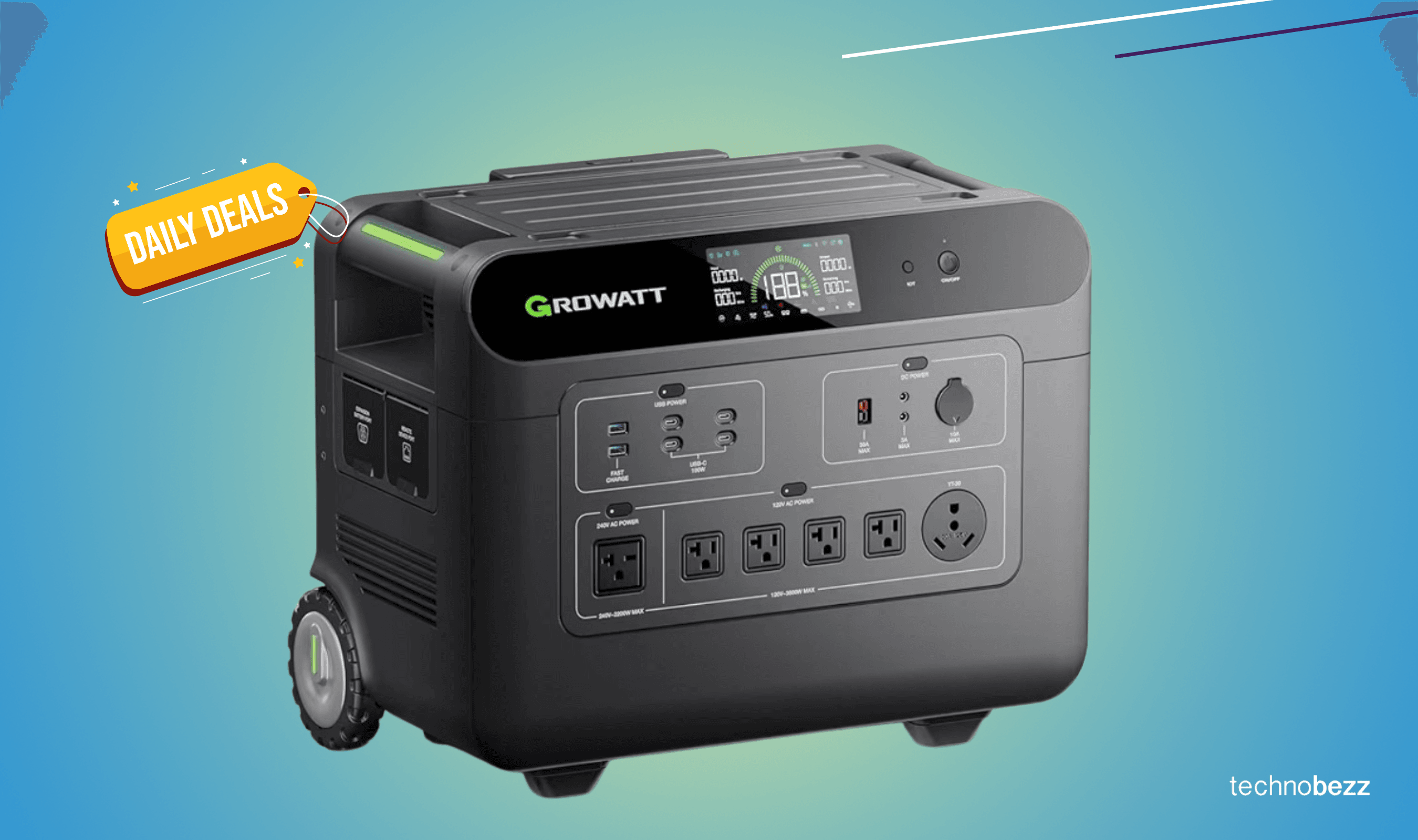 GROWATT HELIOS 3600 portable power station drops to $1298.98
