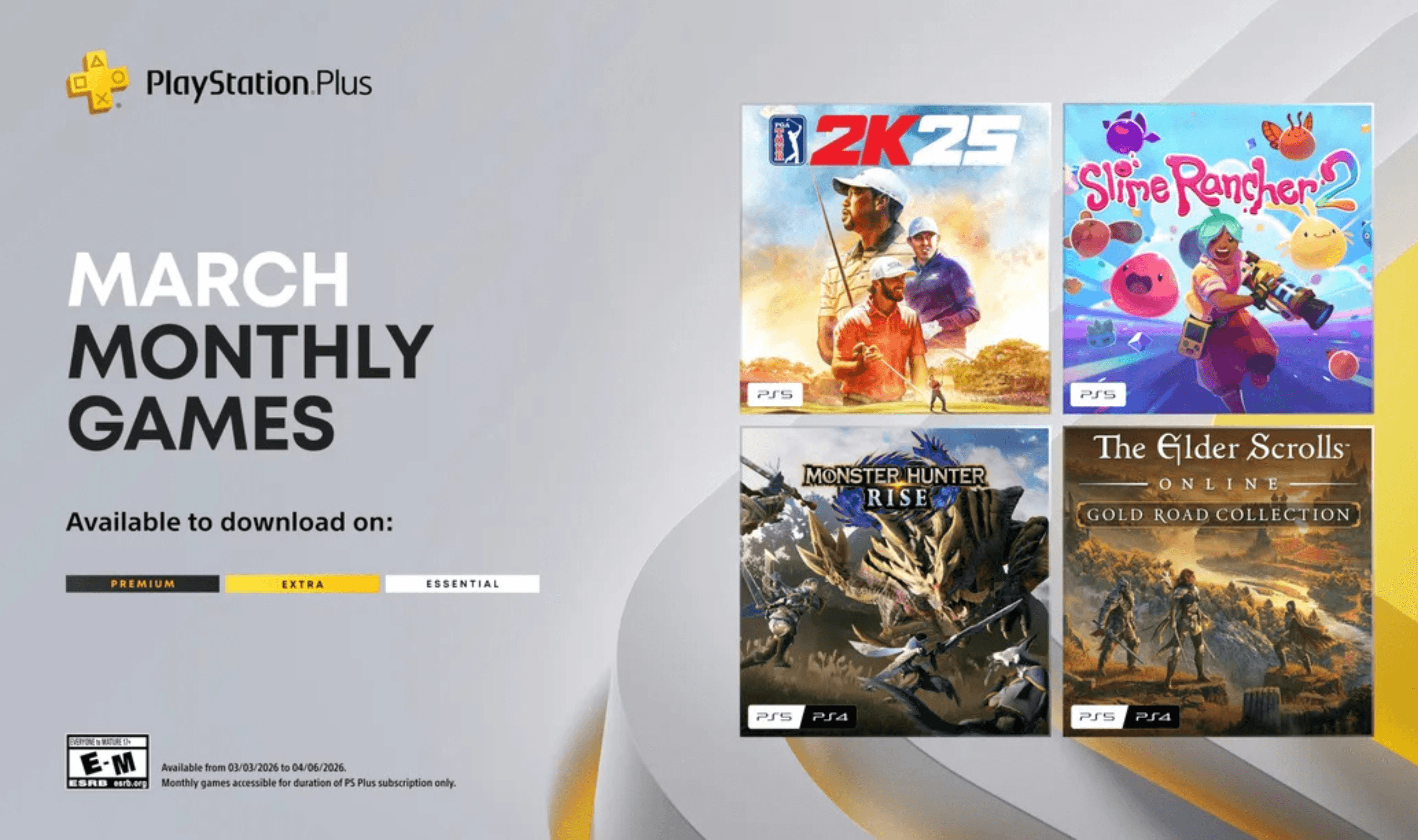 Sony adds four games to PlayStation Plus for March 2026 including PGA Tour 2K25