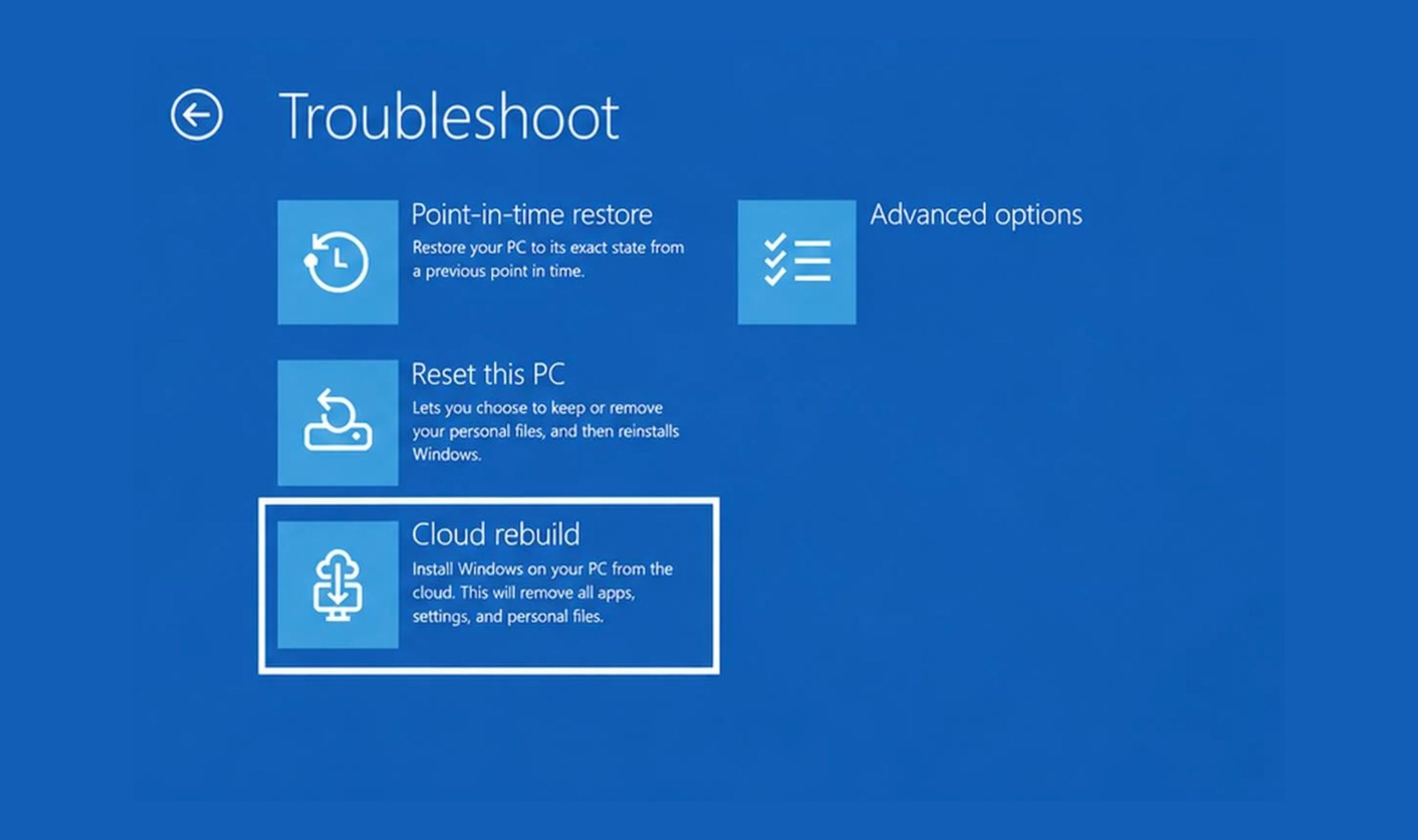 Microsoft Announces Cloud Rebuild Recovery Feature for Windows 11 Systems