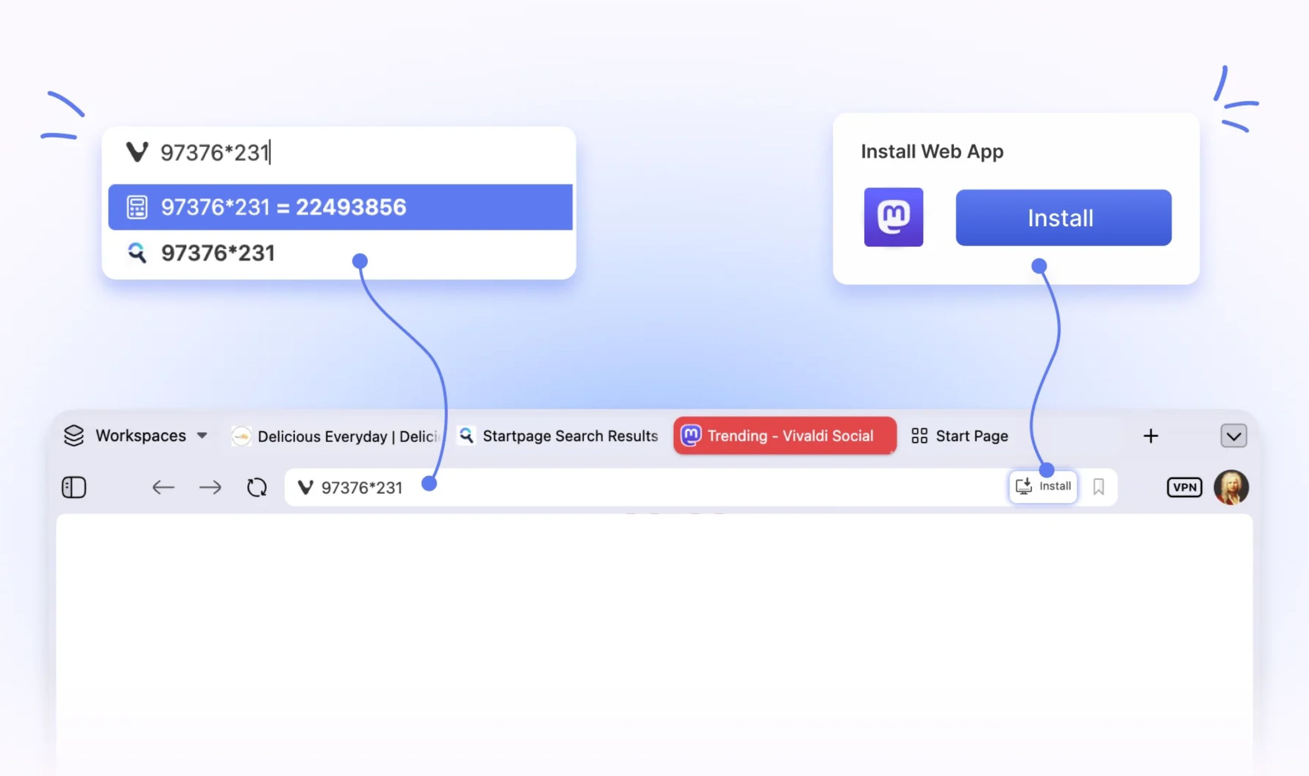 Vivaldi 8.2 Adds Calculator to Address Field and PWA Install Icon