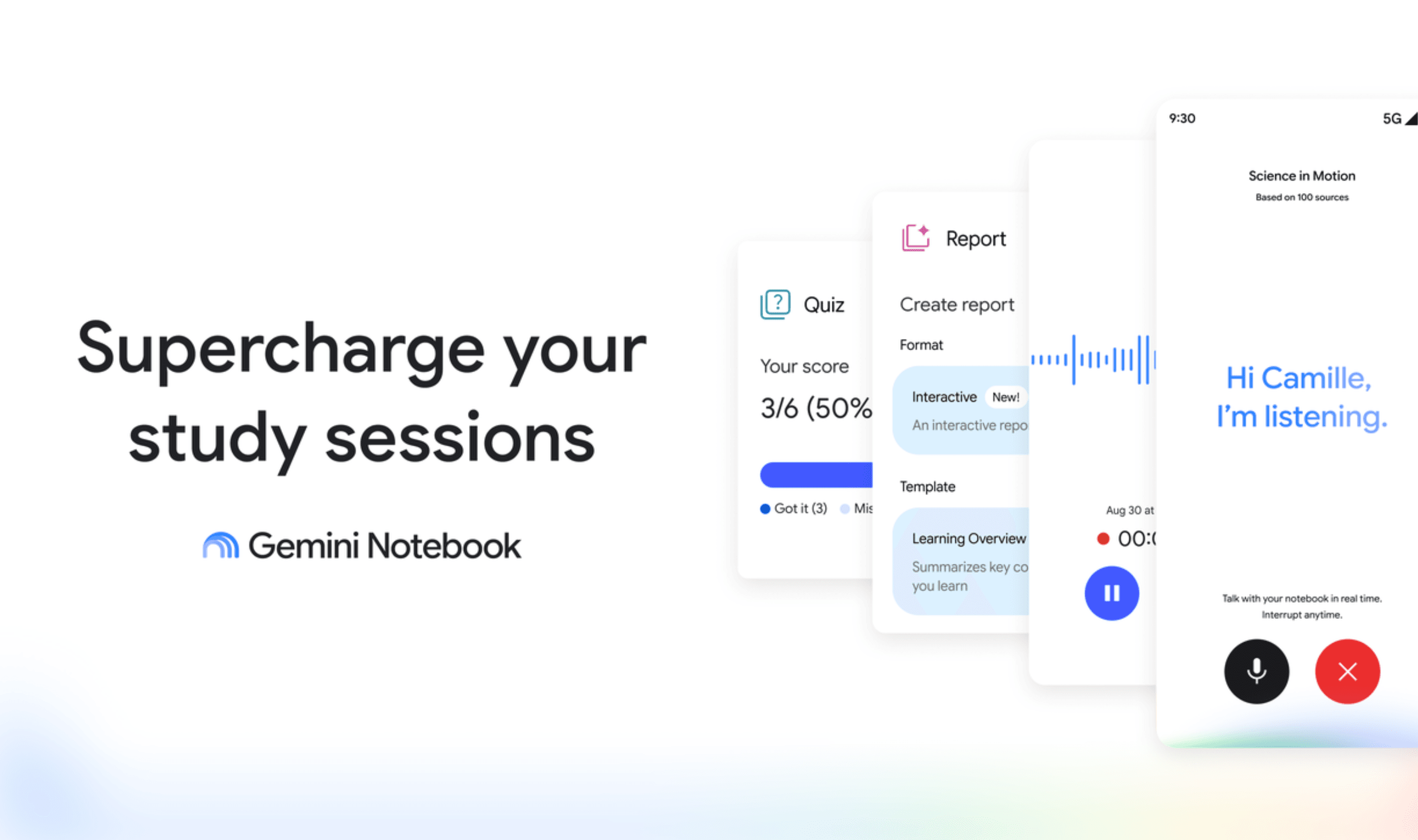 Study Notebooks in Gemini Open to Work and School Accounts