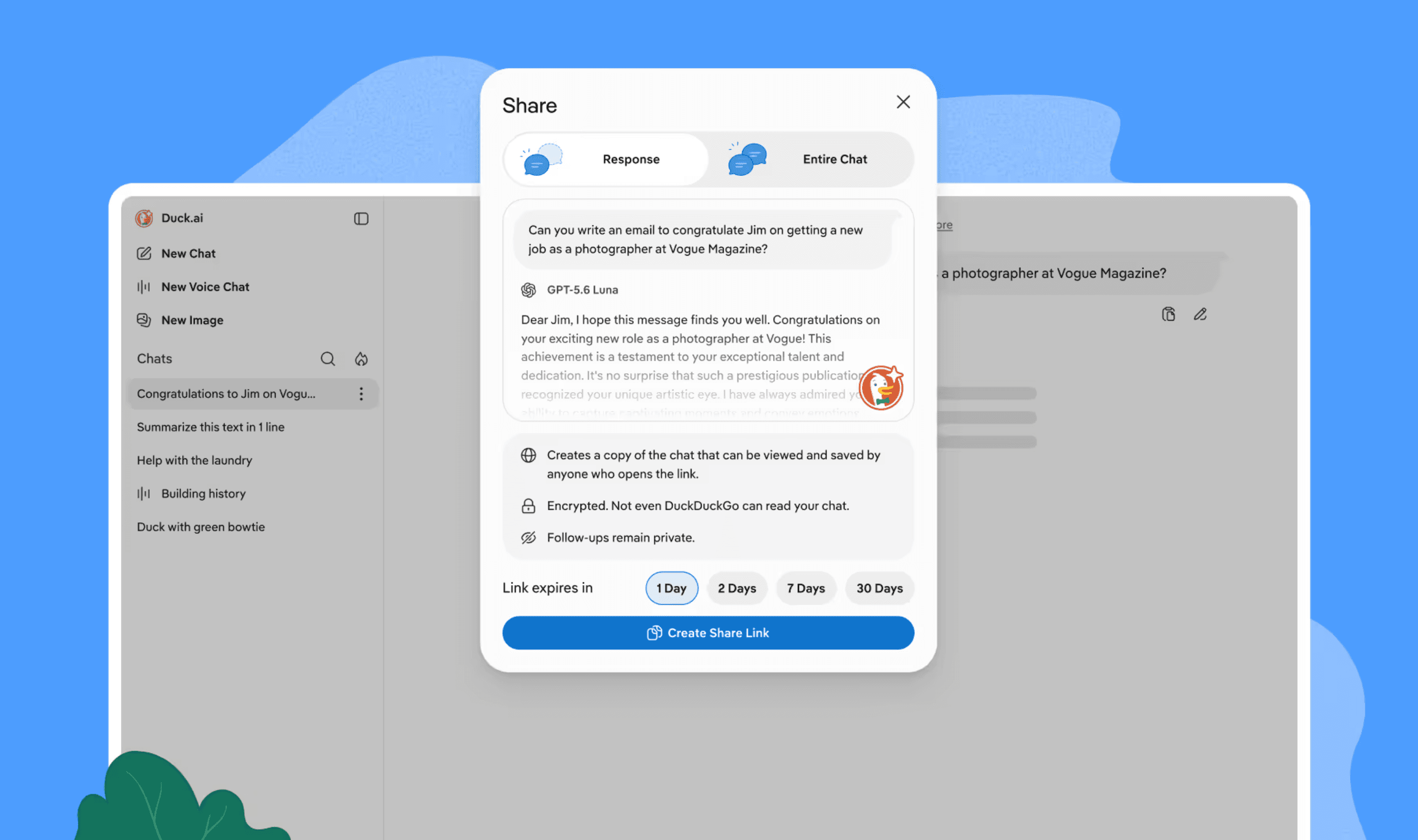 DuckDuckGo Adds Duck.ai Chat Sharing With 48-Hour Default Expiry