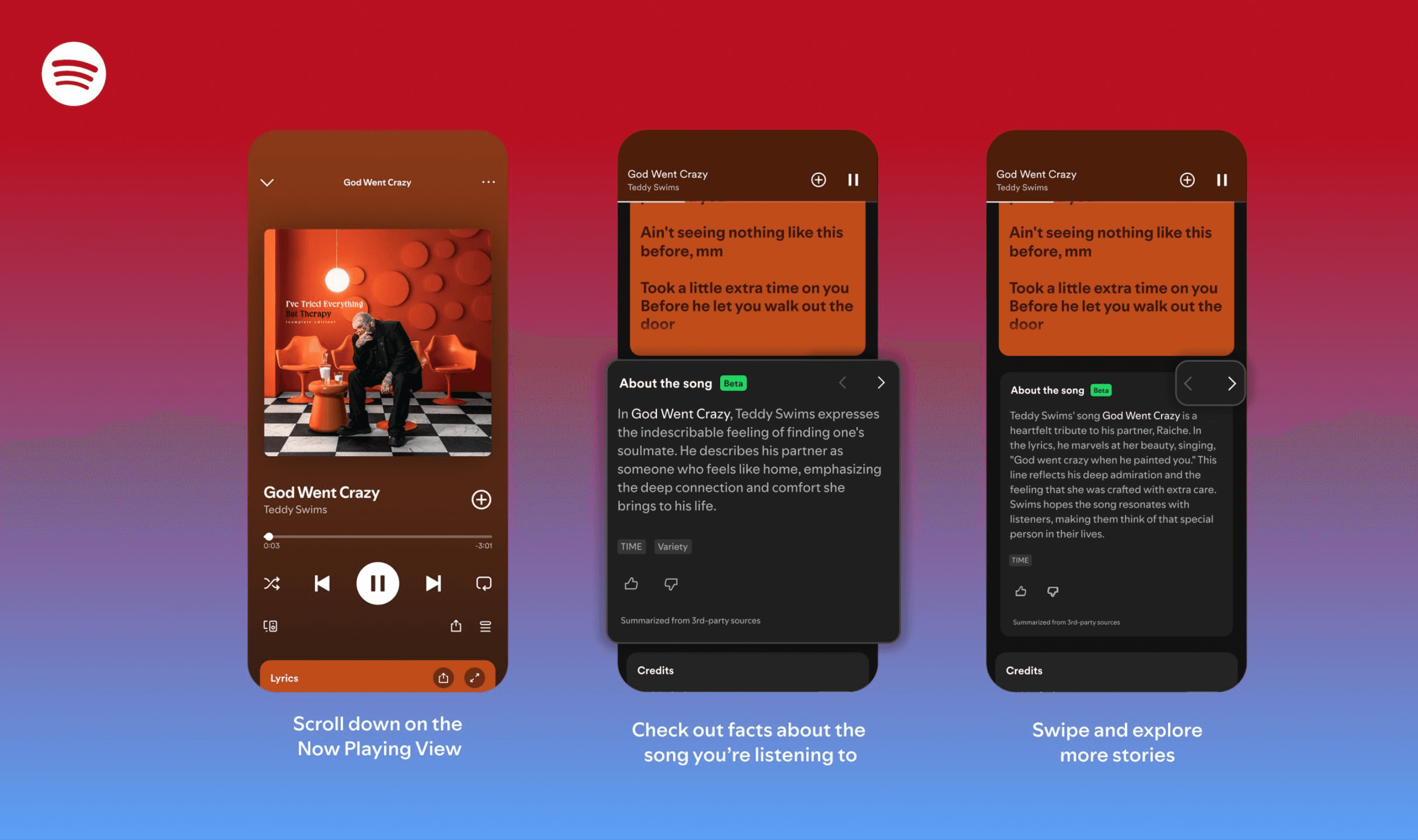 Spotify Launches About the Song Feature with Swipeable Story Cards