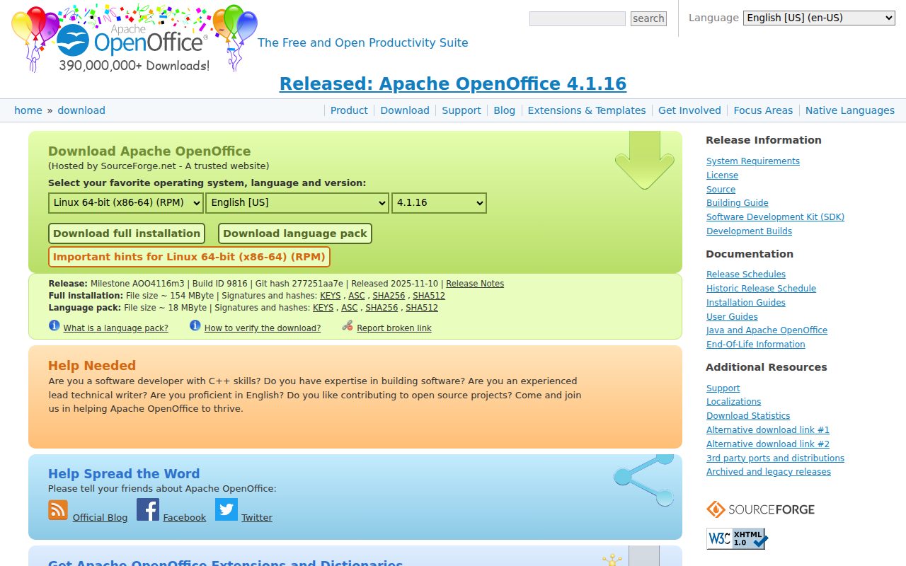Apache OpenOffice official website