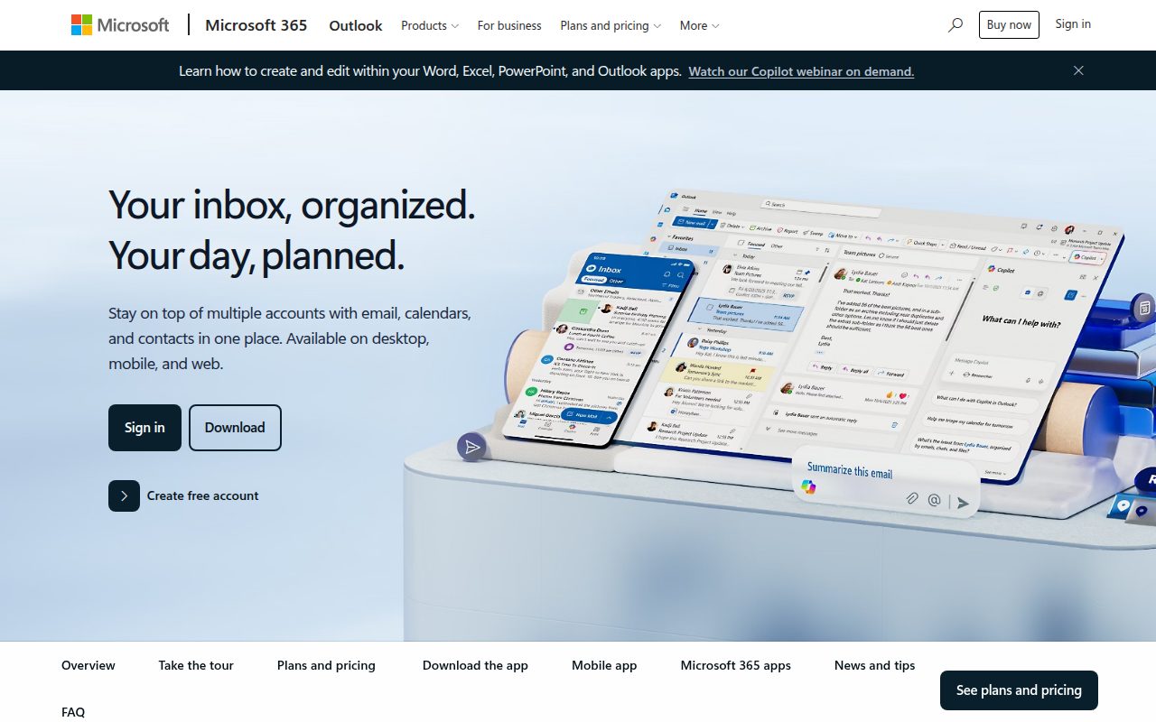 Microsoft Outlook official website