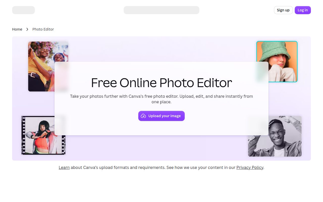 Canva Free Photo Editor official website
