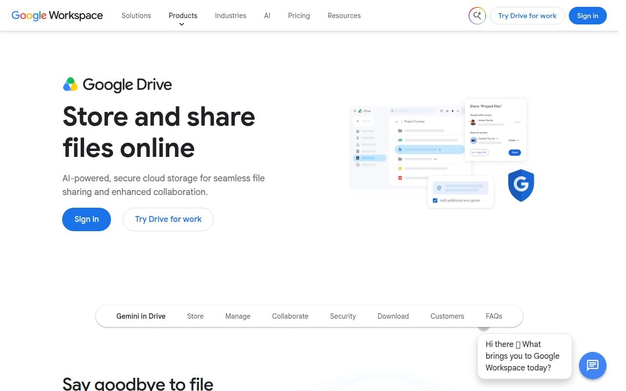 Google Drive official website