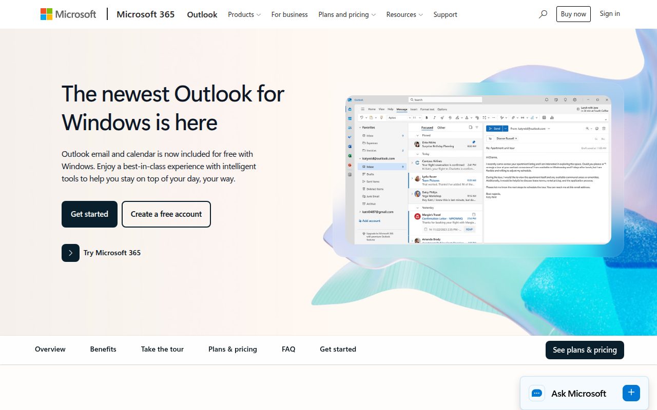 Microsoft Outlook official website