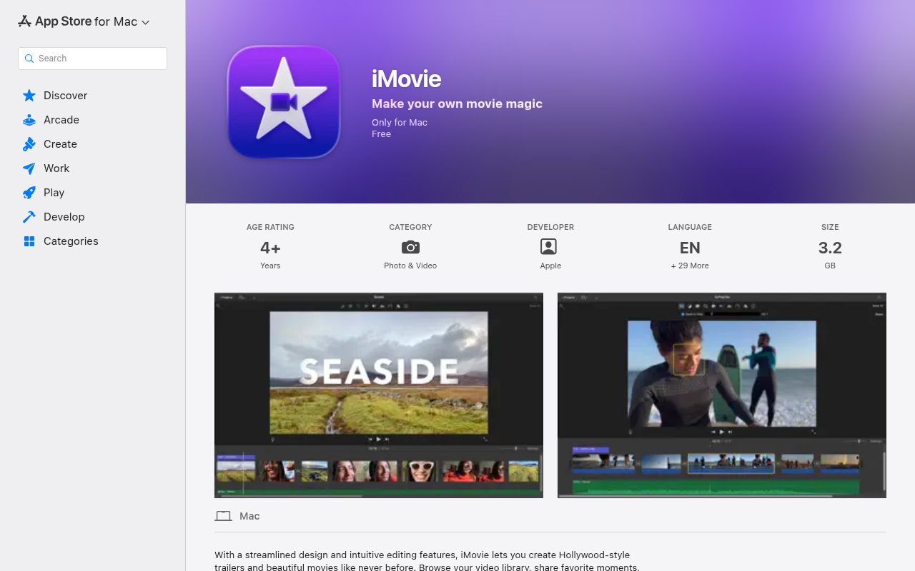 Apple iMovie official website
