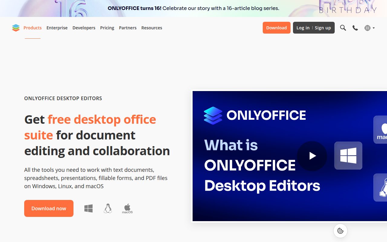 ONLYOFFICE Desktop Editors official website