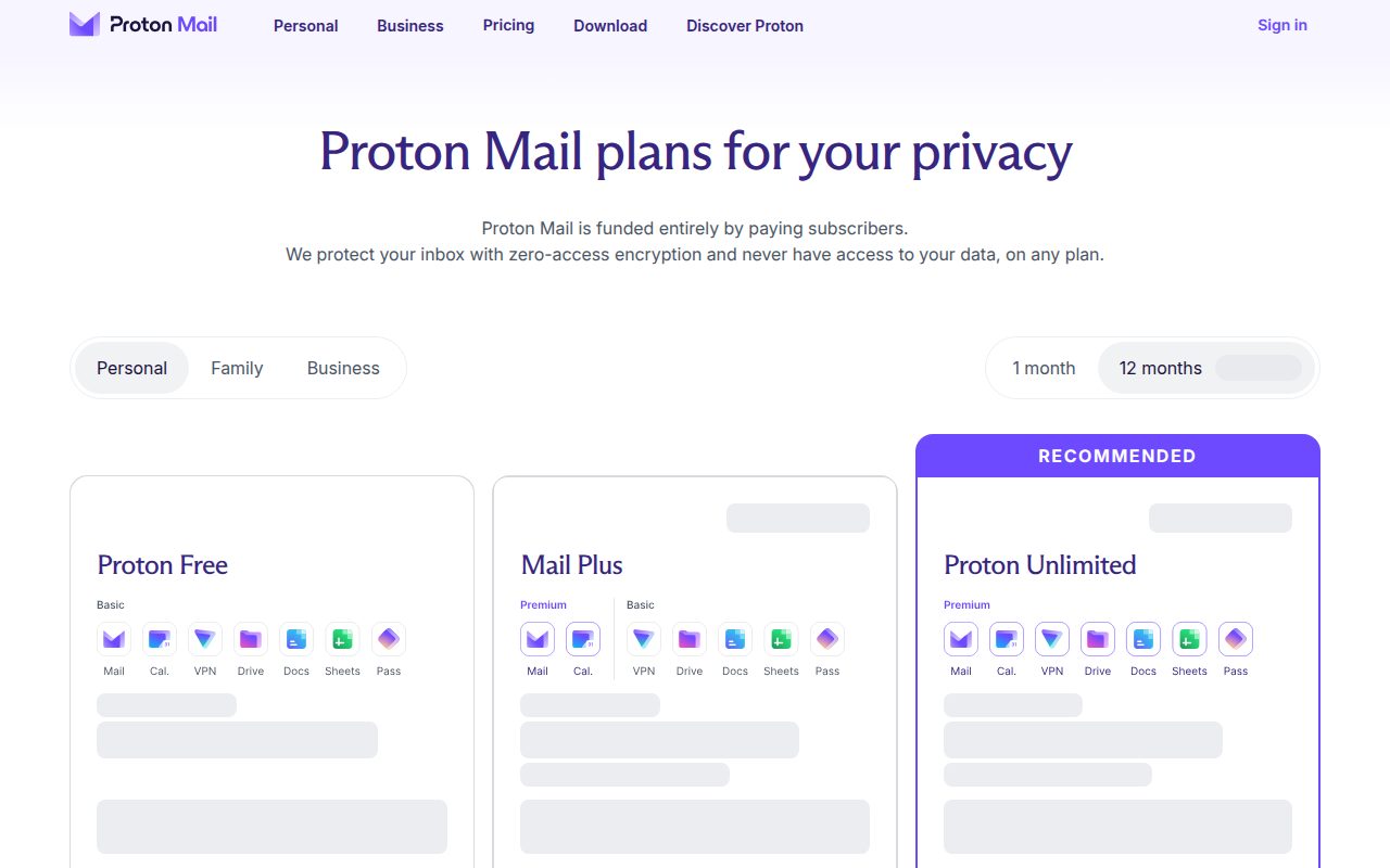 Proton Mail official website