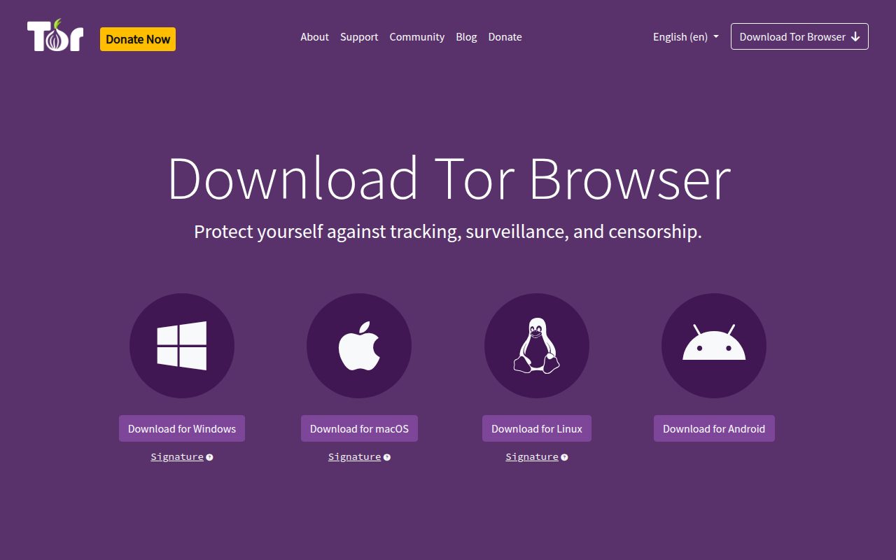 Tor Browser official website