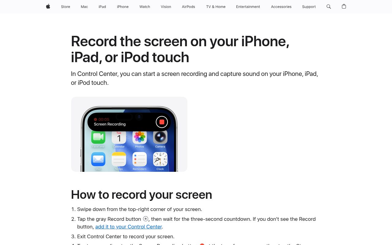 iPhone and iPad Screen Recording official website