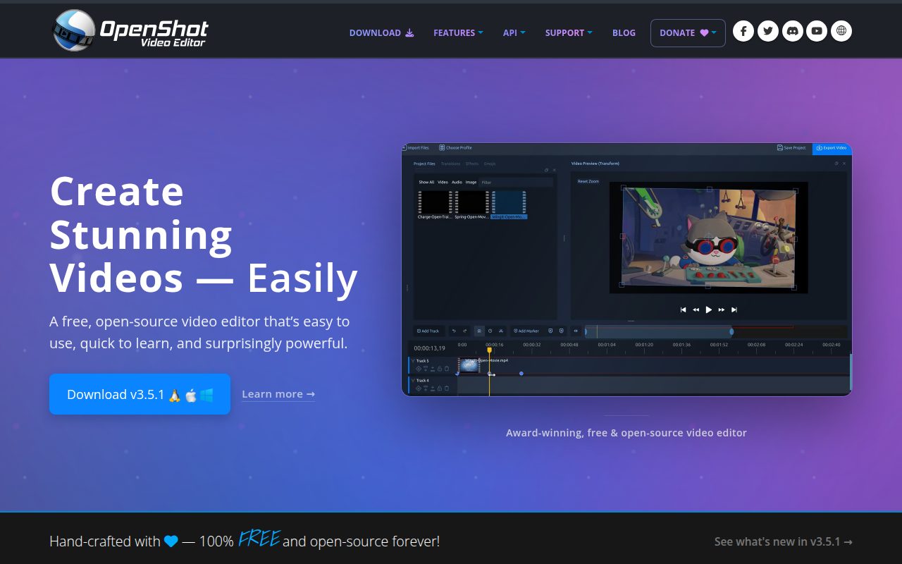 OpenShot Video Editor official website