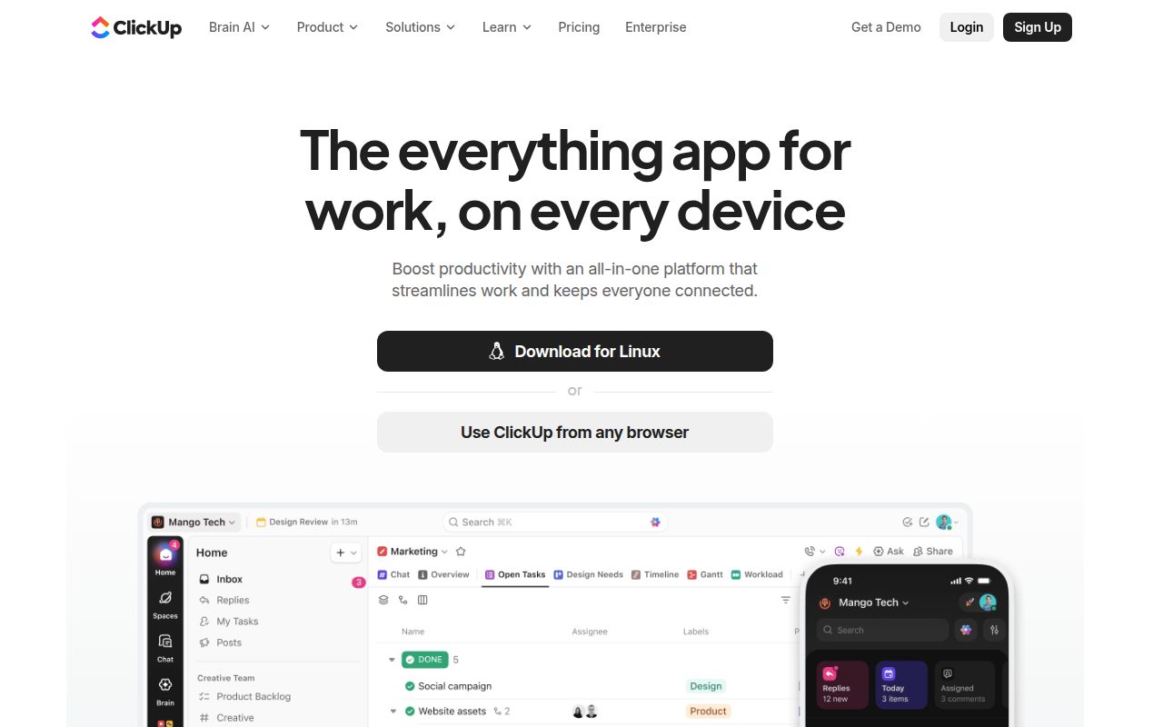 ClickUp official website