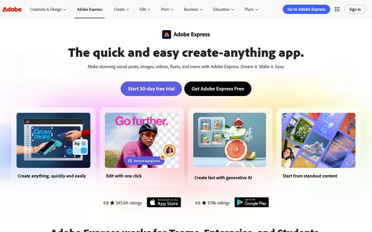 Adobe Express official website