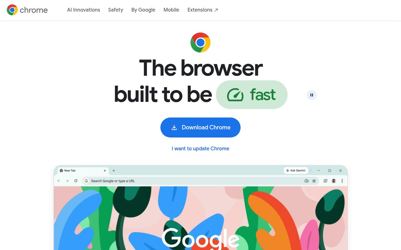 Google Chrome official website