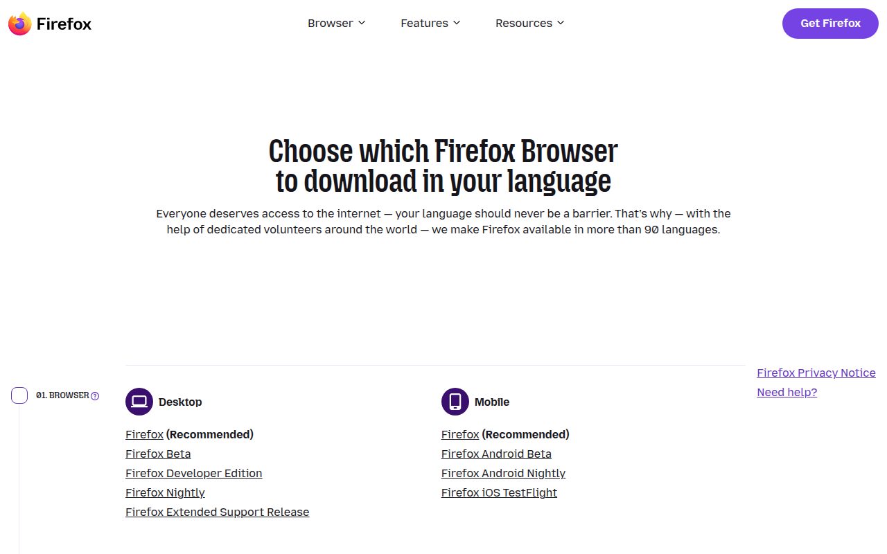 Mozilla Firefox official website