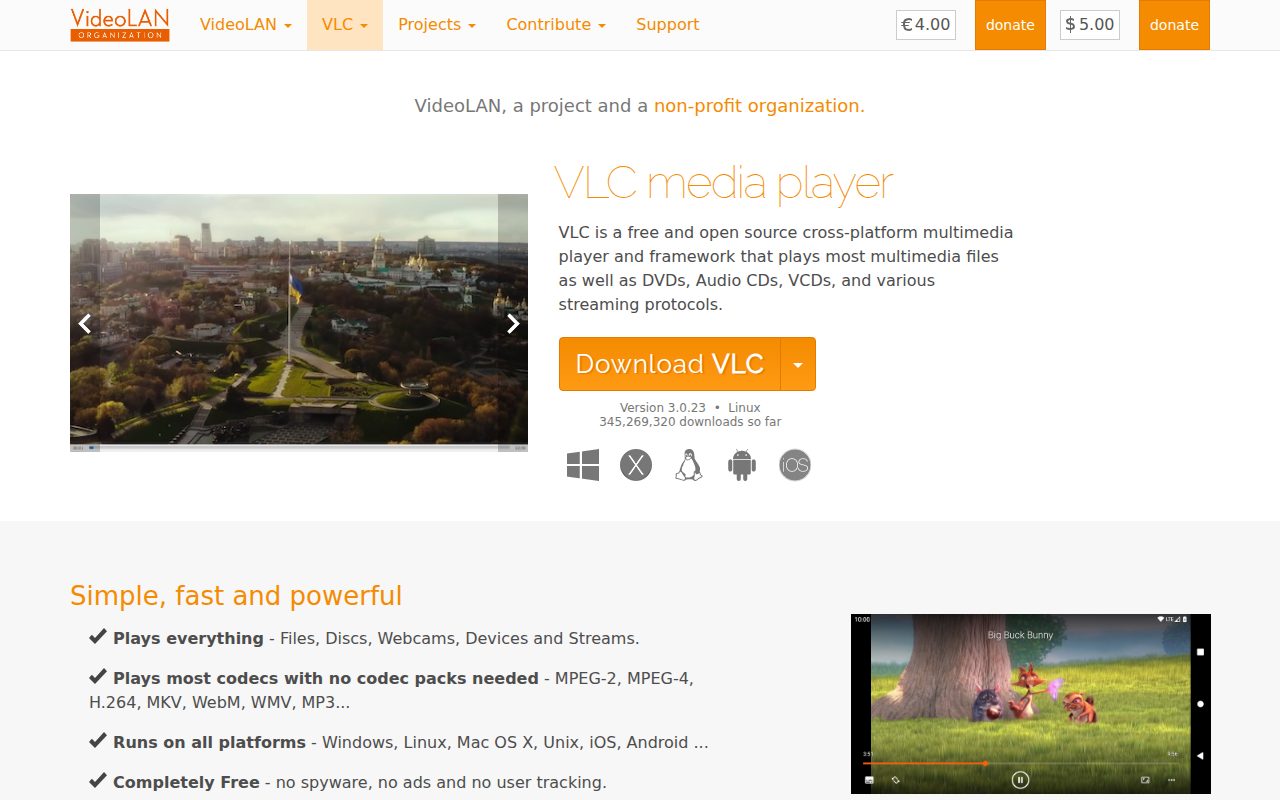 VLC media player official website