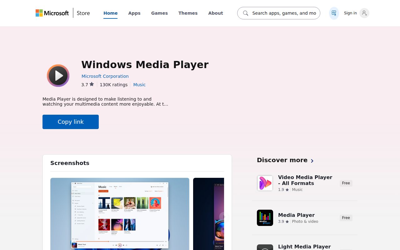 Windows Media Player official website