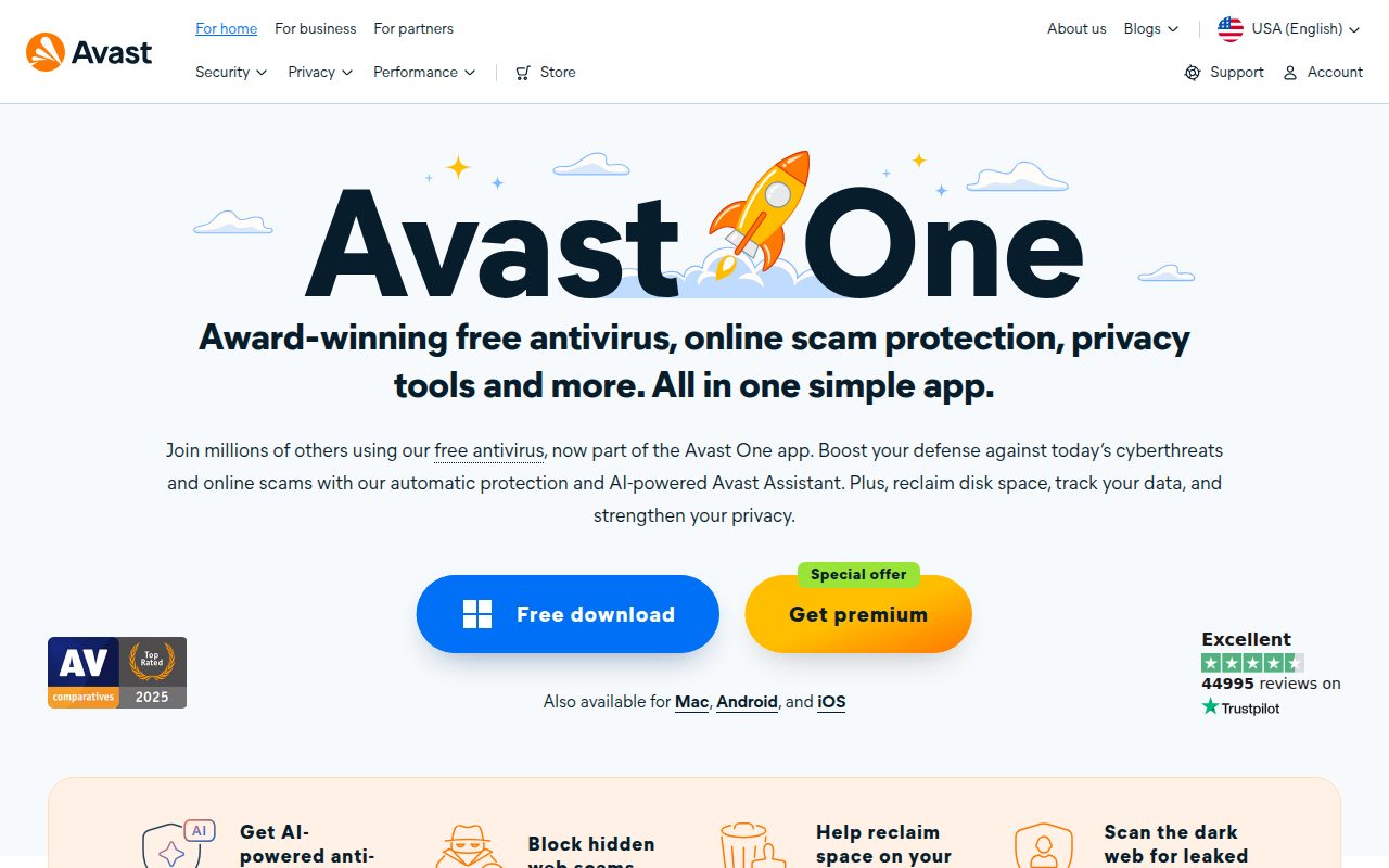 Avast One Free official website
