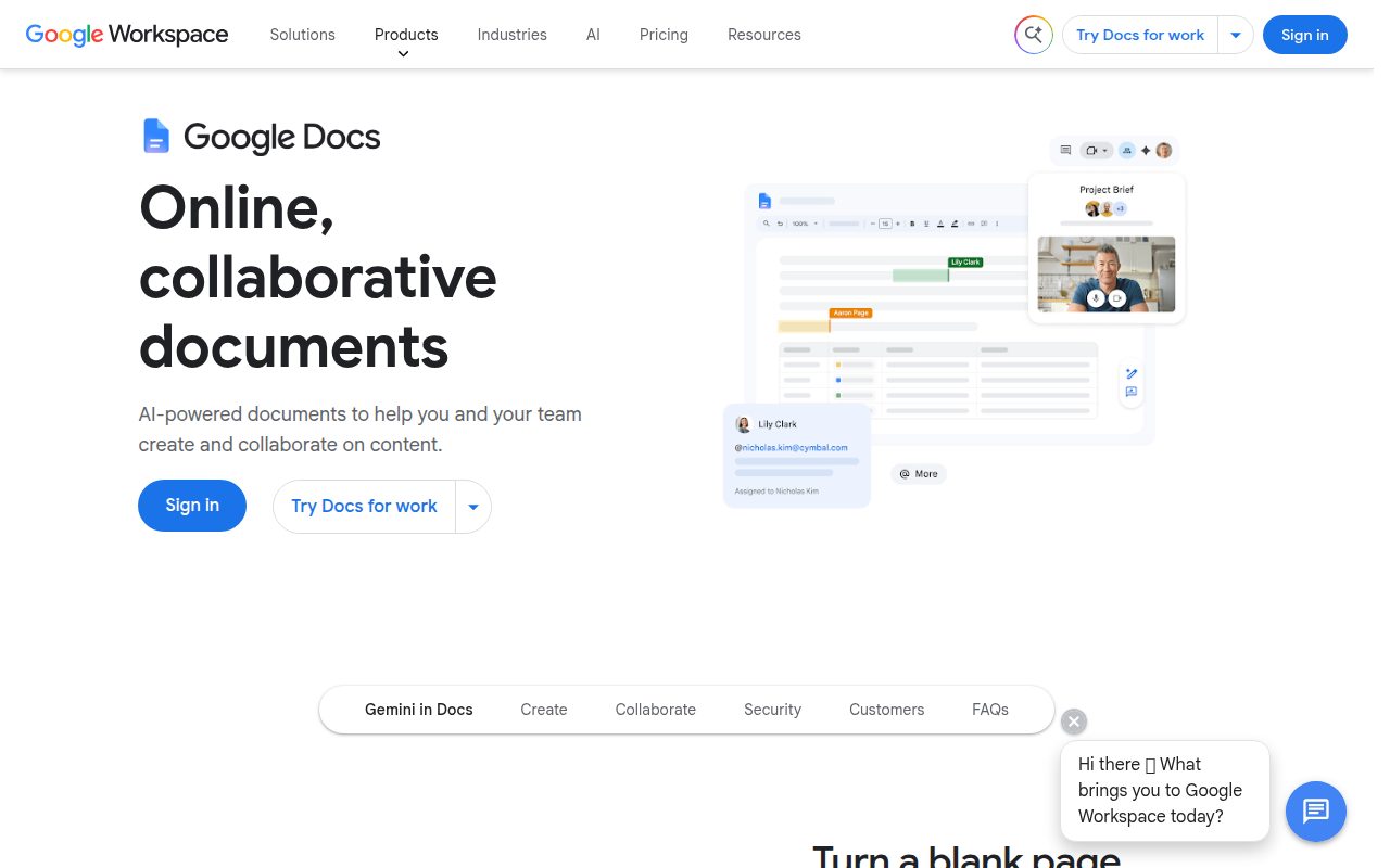 Google Docs, Sheets, and Slides official website