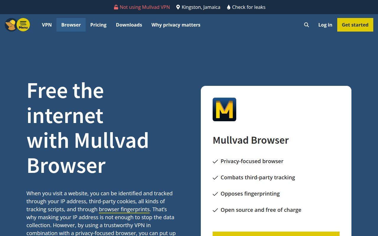 Mullvad Browser official website