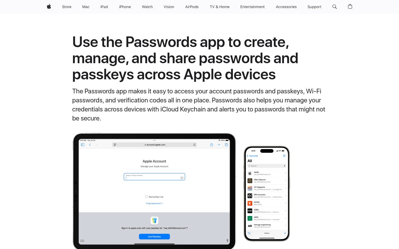Apple Passwords official website