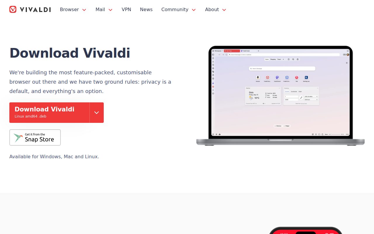 Vivaldi Browser official website