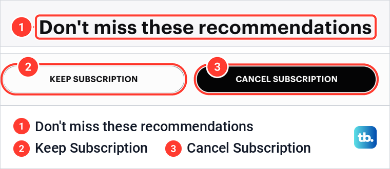 Hulu Don't miss these recommendations page with the Keep Subscription and Cancel Subscription buttons in the bottom bar.