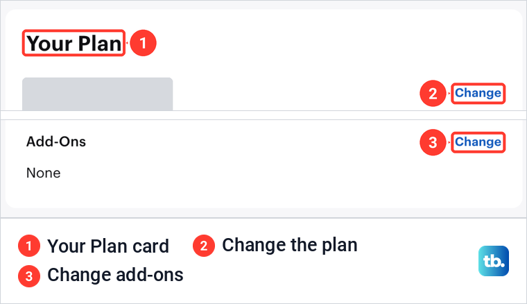 Hulu Your Plan card with the Disney+ and Hulu logos, a Change link for the plan and a Change link for add-ons.
