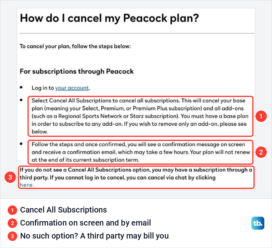 Peacock's help article How do I cancel my Peacock plan with the Cancel All Subscriptions steps.