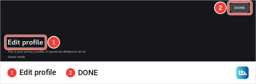 Top of the Disney Plus Edit profile page with its title and the DONE button.