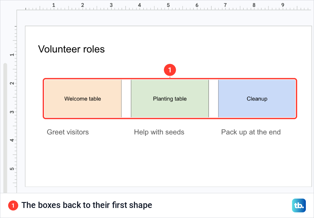 The Volunteer roles slide back at Widescreen 16:9 with its boxes in their first wide shape.